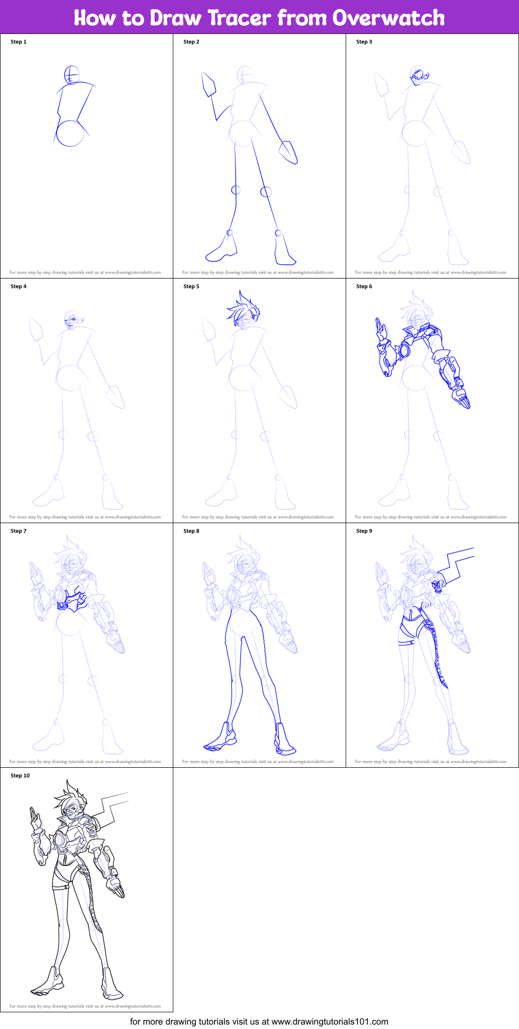 Step by step instructions on how to draw tracer