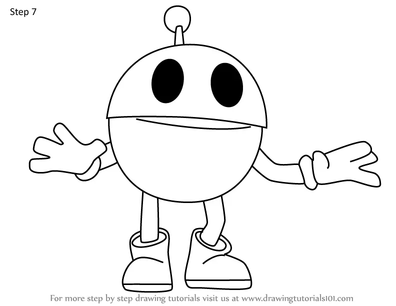 How To Draw Pac-bot From Pac-man (pac-man) Step By Step 