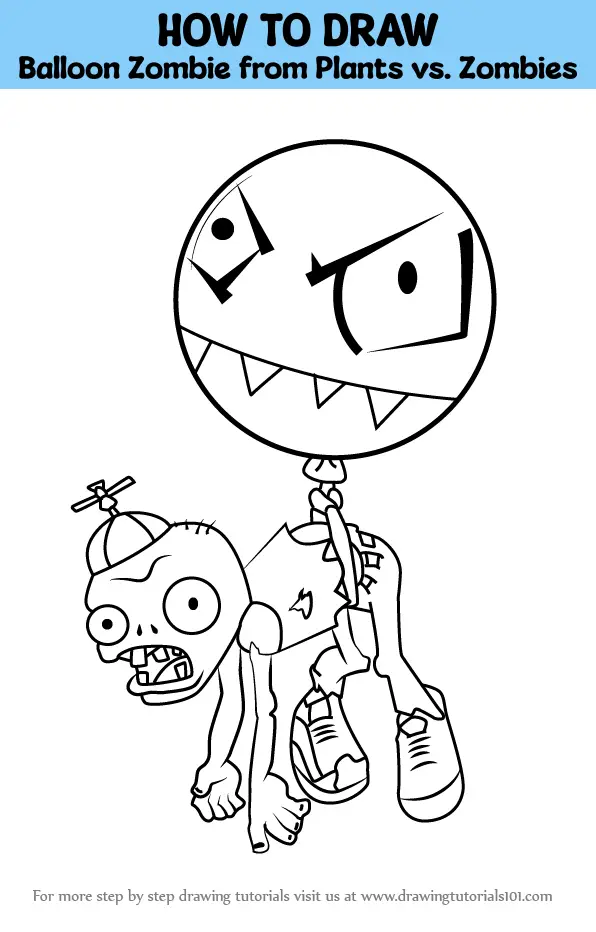 How to Draw Balloon Zombie from Plants vs. Zombies (Plants vs. Zombies ...