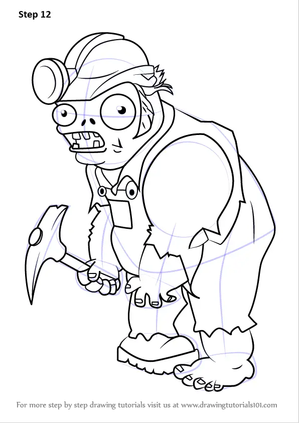 Learn How to Draw Digger Zombie from Plants vs. Zombies (Plants vs