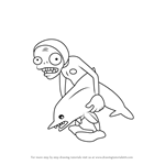 How to Draw Dolphin Rider Zombie from Plants vs. Zombies