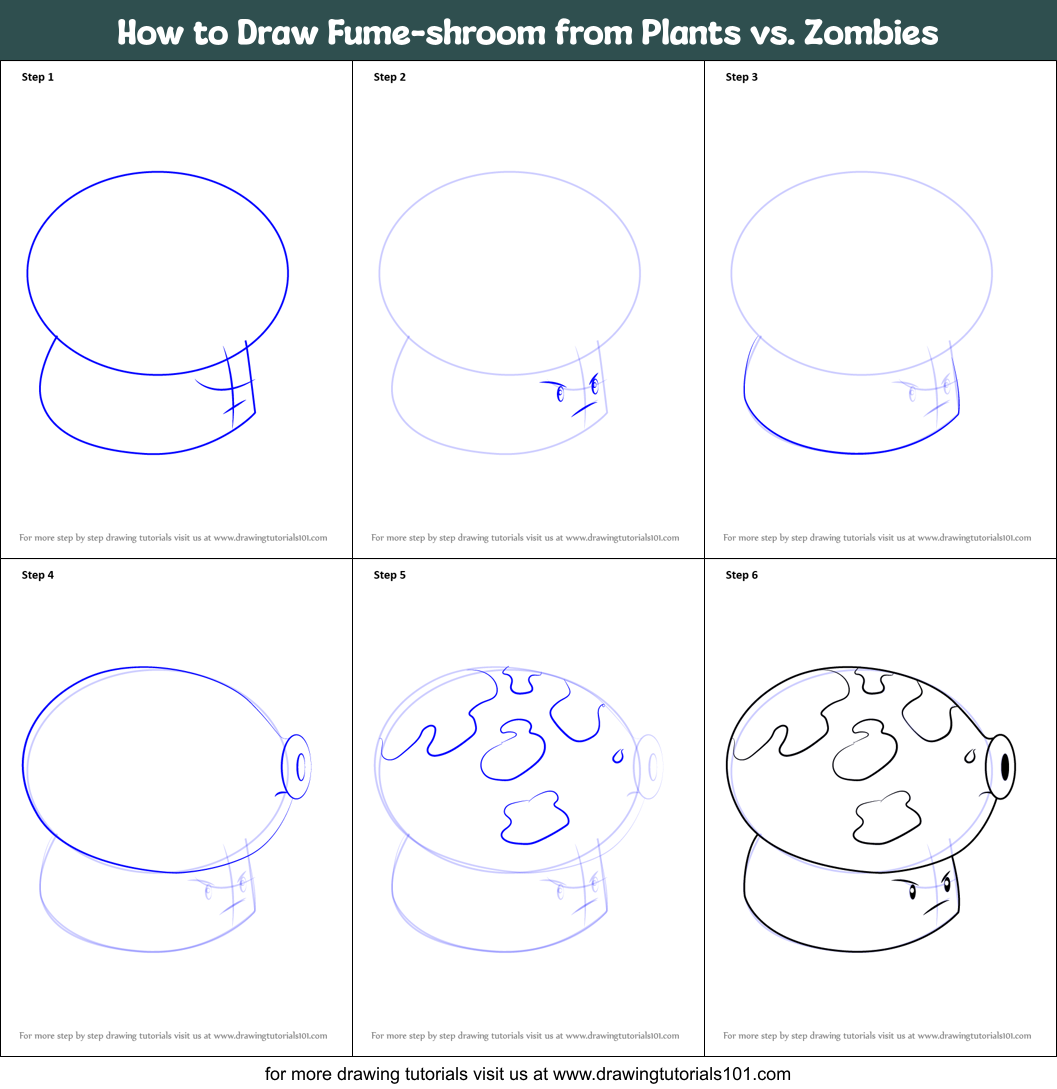 How to Draw Fume-shroom from Plants vs. Zombies (Plants vs. Zombies ...