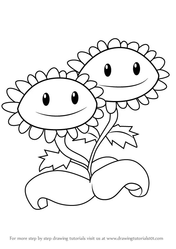 How to Draw Twin Sunflower from Plants vs. Zombies (Plants vs. Zombies ...