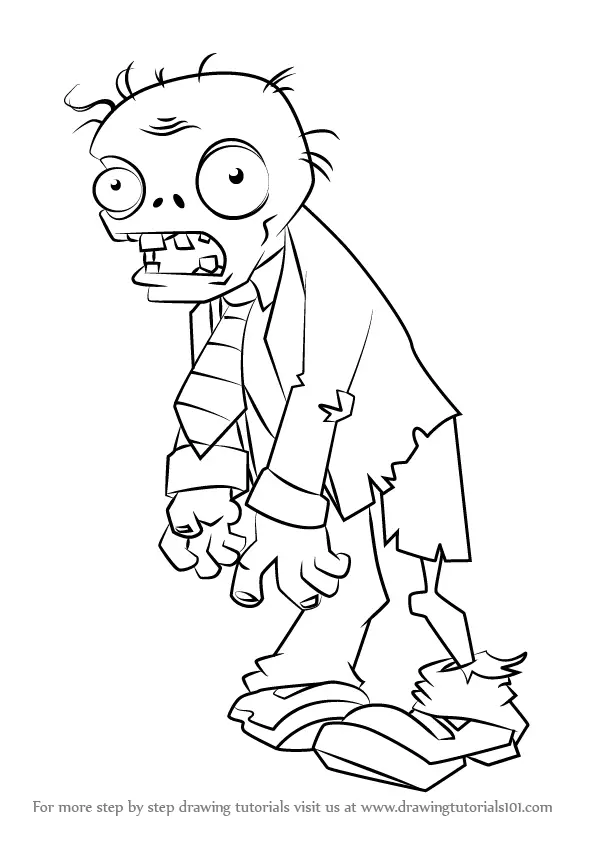 How to Draw Zombie from Plants vs. Zombies (Plants vs. Zombies) Step by