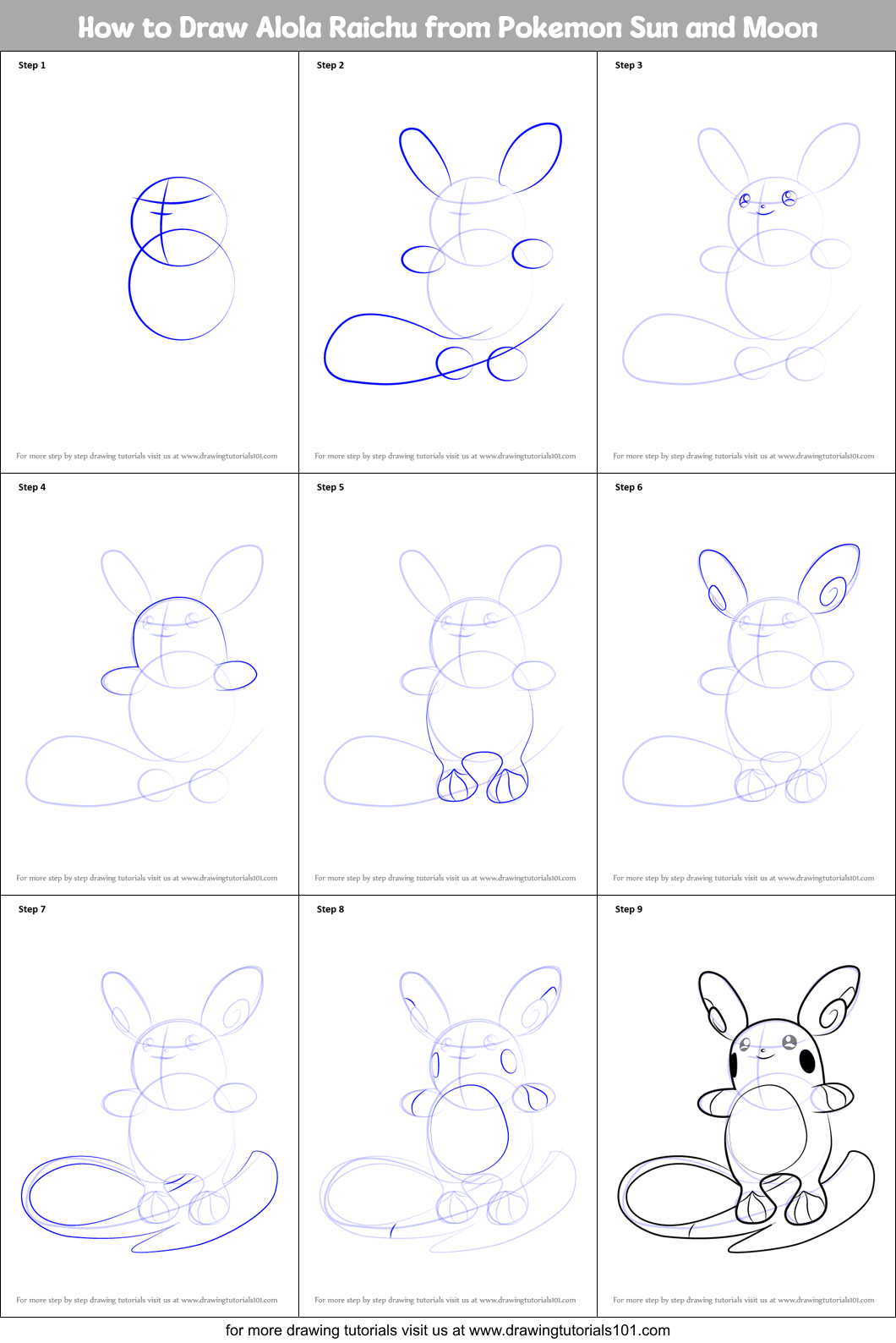 How to Draw Alola Raichu from Pokemon Sun and Moon (Pokémon Sun and ...