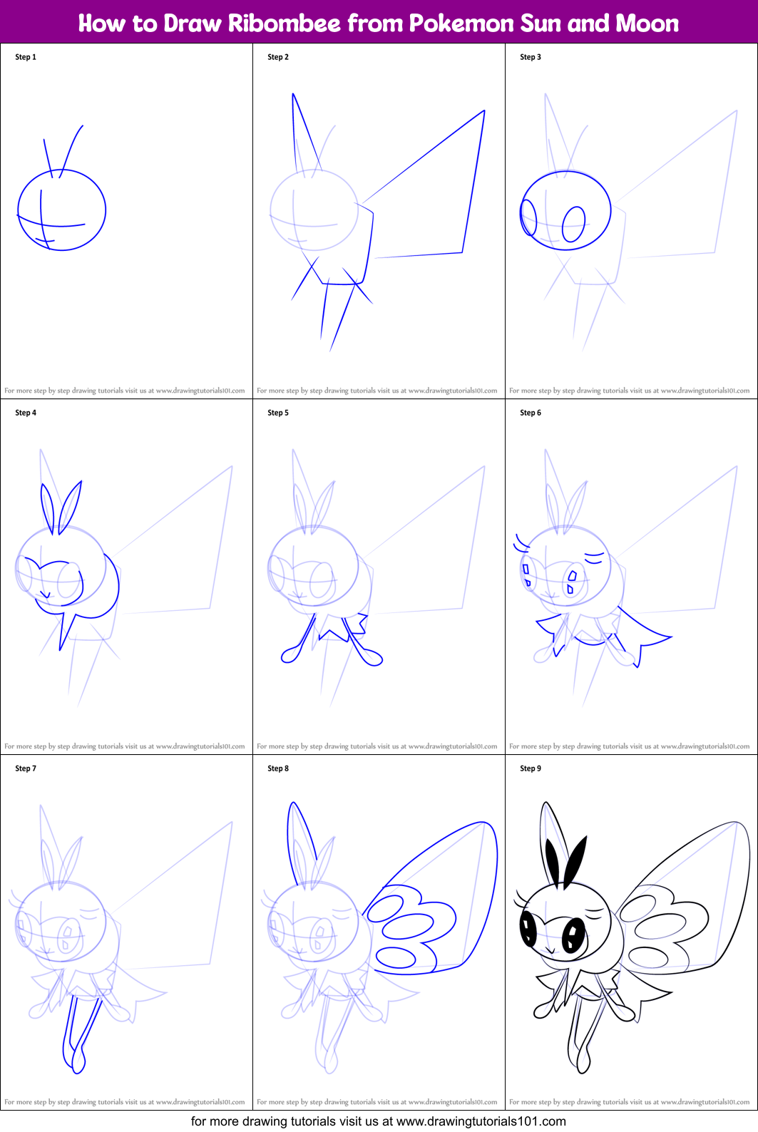 How to Draw Ribombee from Pokemon Sun and Moon (Pokémon Sun and Moon ...