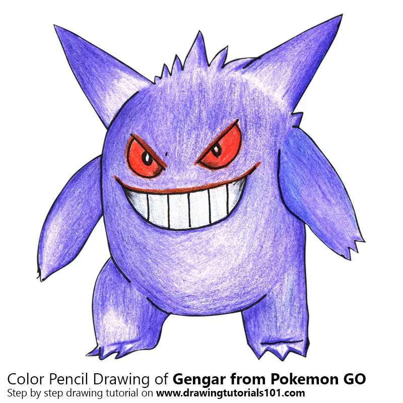 Gengar from Pokemon GO Color Pencil Drawing