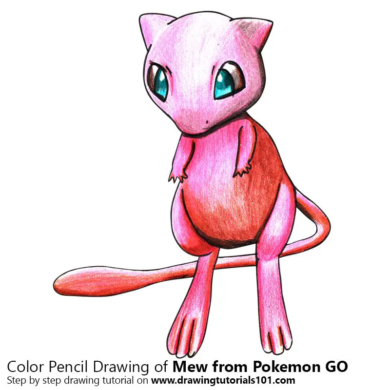 Mew from Pokemon GO Color Pencil Drawing