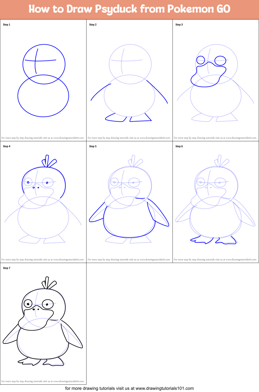 food step kawaii by draw how to step GO How step from by Pokemon Draw printable to Psyduck step