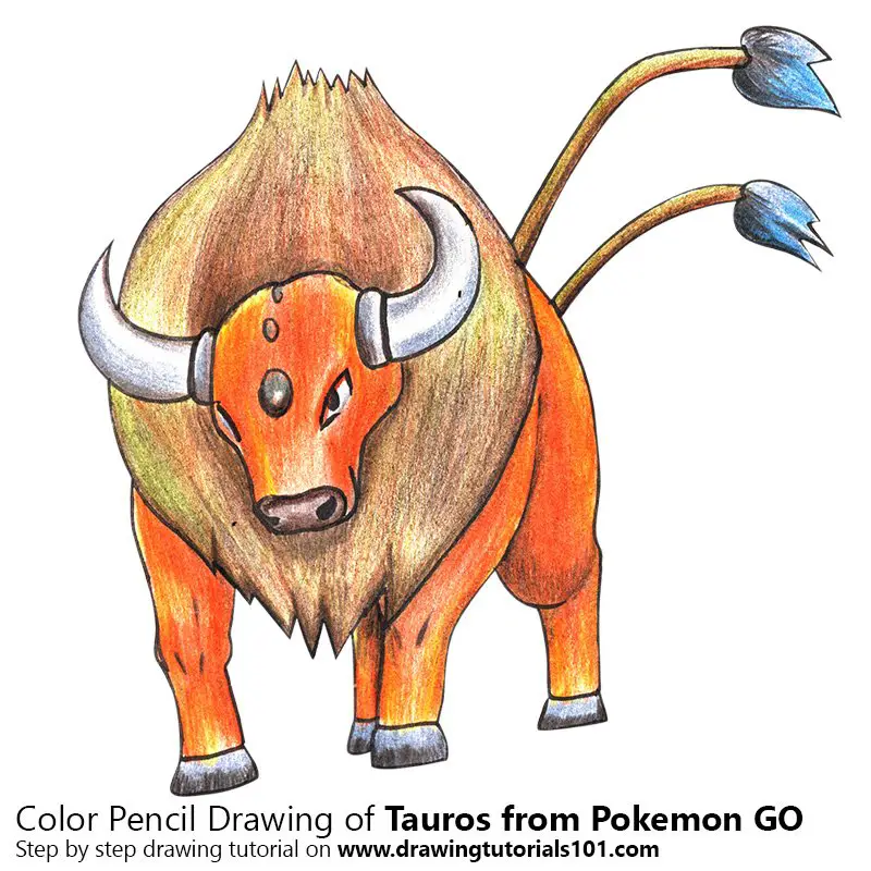 Tauros from Pokemon GO Color Pencil Drawing