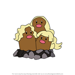 How to Draw Alola Dugtrio from Pokemon Sun and Moon