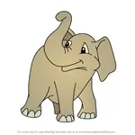 How to Draw Baby Jambo the Elephant from Putt-Putt
