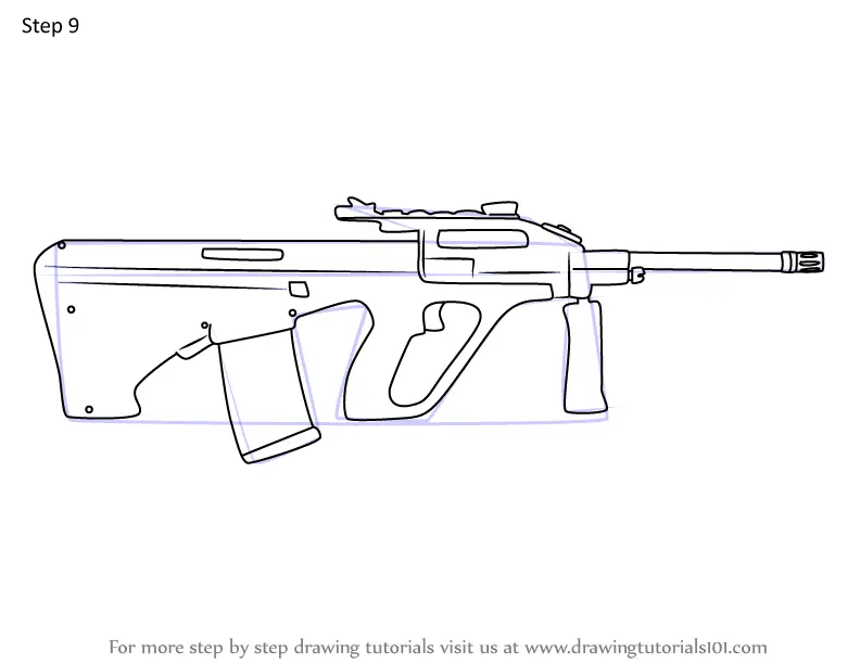 How to Draw AUG A2 AR from Rainbow Six Siege (Rainbow Six Siege) Step ...