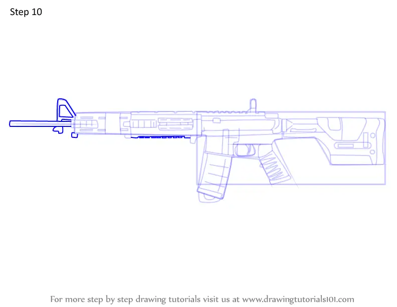 How to Draw C7E AR from Rainbow Six Siege (Rainbow Six Siege) Step by ...