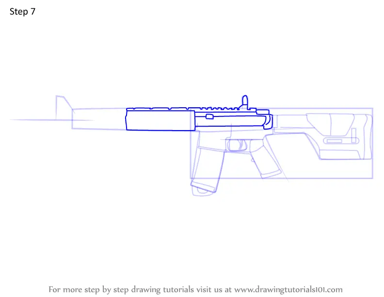 How to Draw C7E AR from Rainbow Six Siege (Rainbow Six Siege) Step by ...