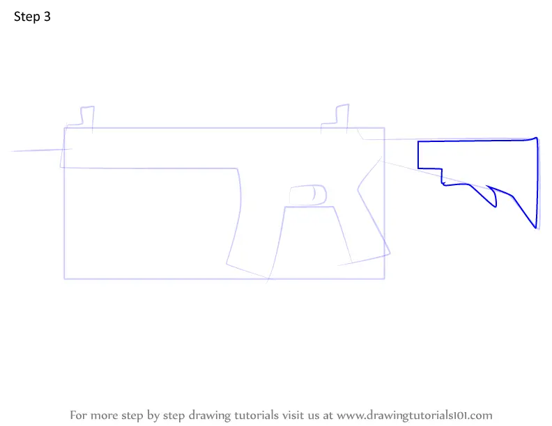 How to Draw M4 AR from Rainbow Six Siege (Rainbow Six Siege) Step by ...