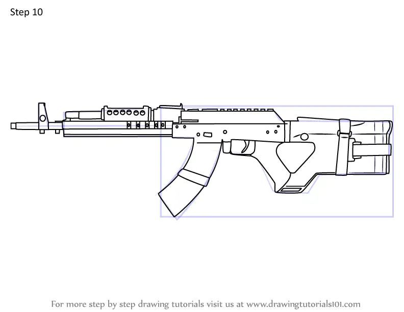 How to Draw M762 AR from Rainbow Six Siege (Rainbow Six Siege) Step by ...