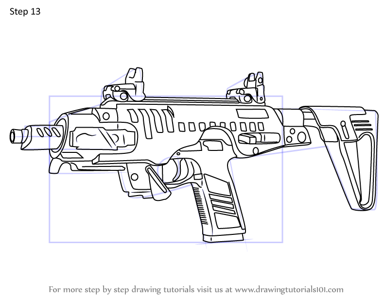 How to Draw P10 RONI SMG from Rainbow Six Siege (Rainbow Six Siege