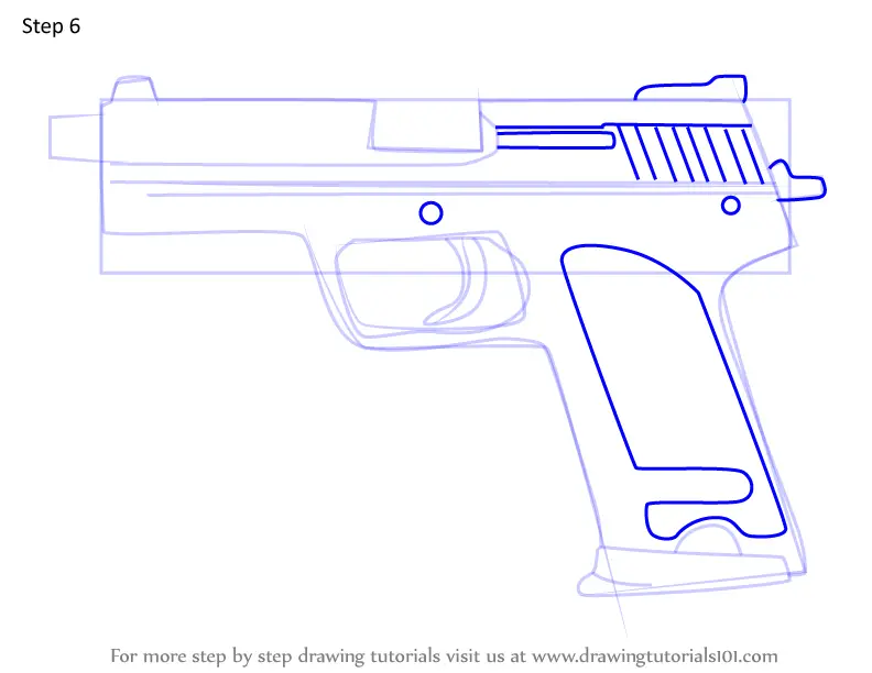 How to Draw P12 Handgun from Rainbow Six Siege (Rainbow Six Siege) Step ...