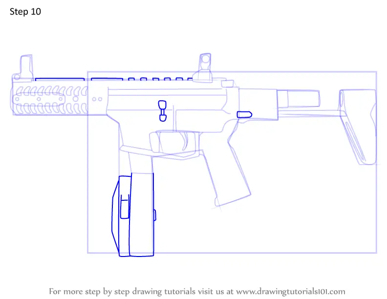 How to Draw PDW9 SMG from Rainbow Six Siege (Rainbow Six Siege) Step by ...