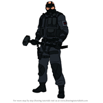 How to Draw Sledge from Rainbow Six Siege