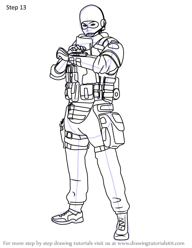 How to Draw Twitch from Rainbow Six Siege (Rainbow Six Siege) Step by ...