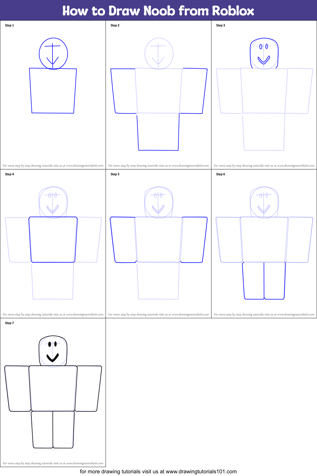 How To Draw Roblox Characters Step By Step Drawings For Kids And People