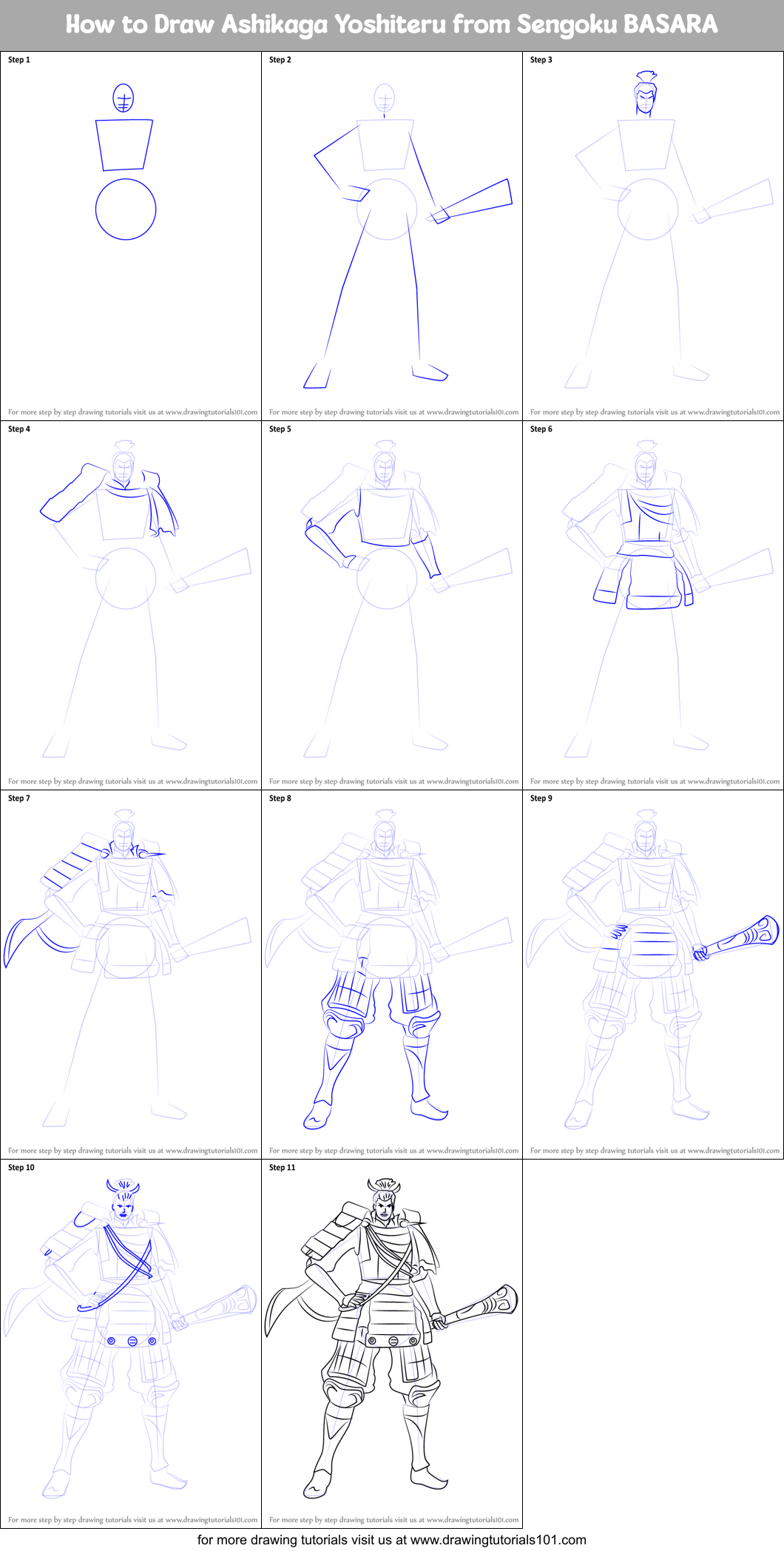 How to Draw Ashikaga Yoshiteru from Sengoku BASARA (Sengoku BASARA ...