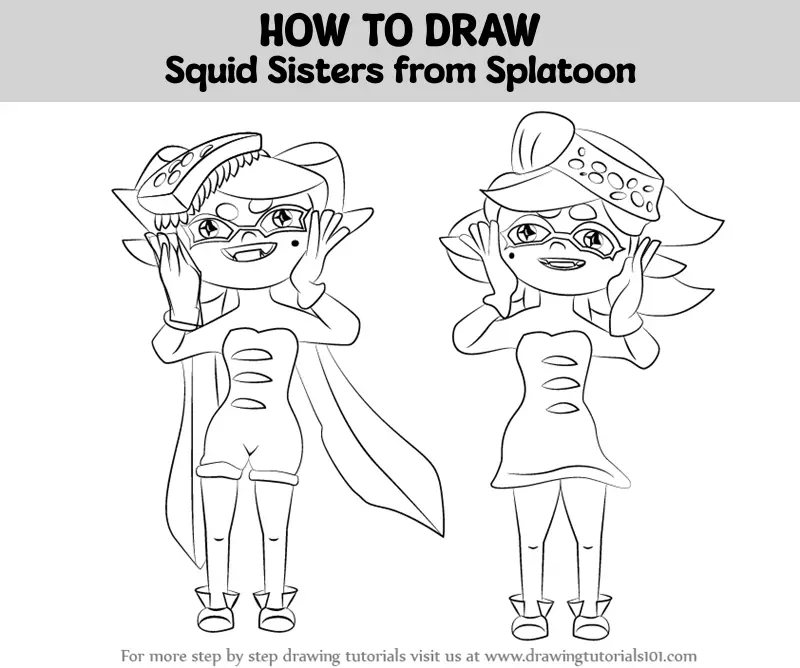 How To Draw Squid Sisters From Splatoon Splatoon Step By Step 0289