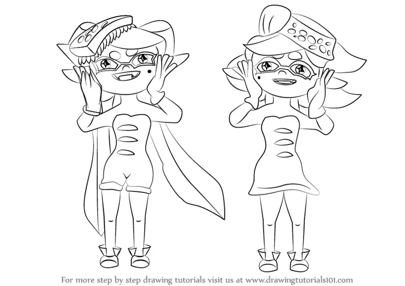 Learn How to Draw Squid Sisters from Splatoon (Splatoon) Step by Step