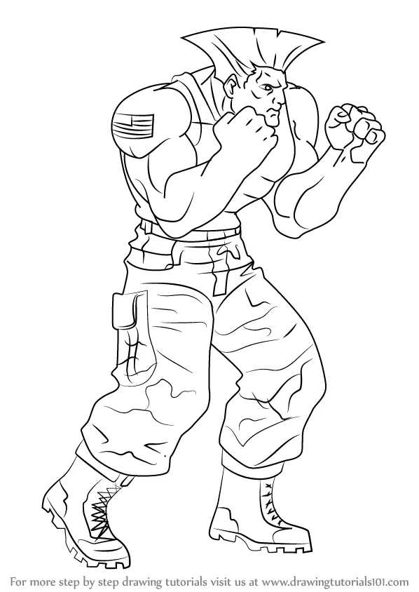 Learn How to Draw Guile from Street Fighter (Street Fighter) Step by