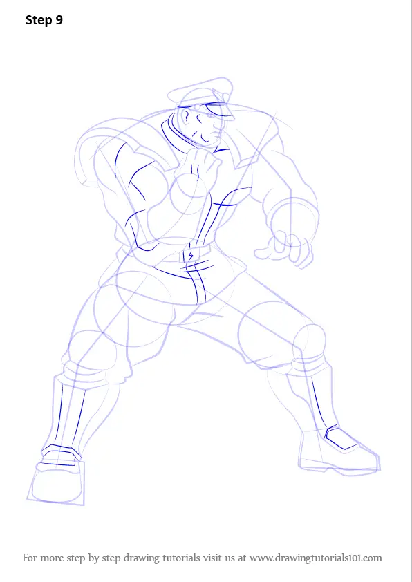 Step by Step How to Draw M. Bison from Street Fighter