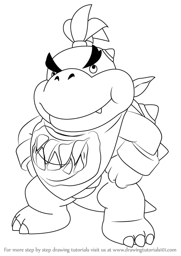 Learn How to Draw Bowser Jr. Standing from Super Mario (Super Mario ...
