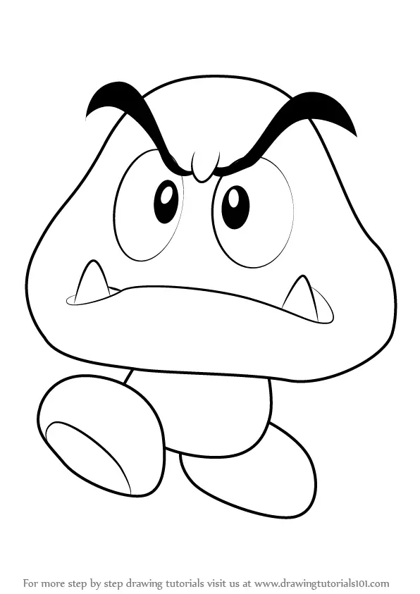 How to Draw Goomba from Super Mario (Super Mario) Step by Step