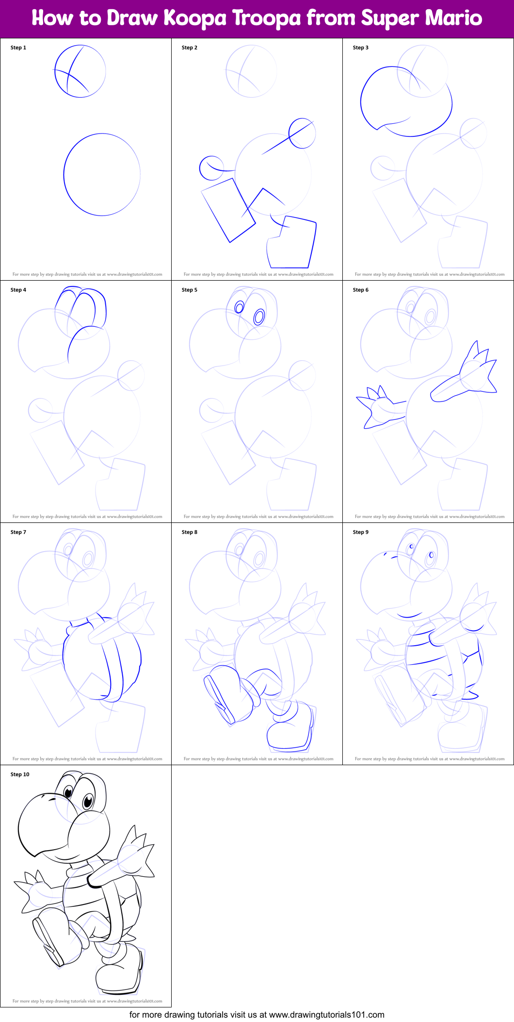 how to draw koopa troopa