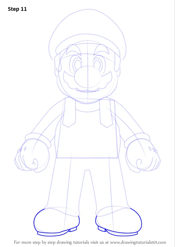 Step by Step How to Draw Mario from Super Mario : DrawingTutorials101.com