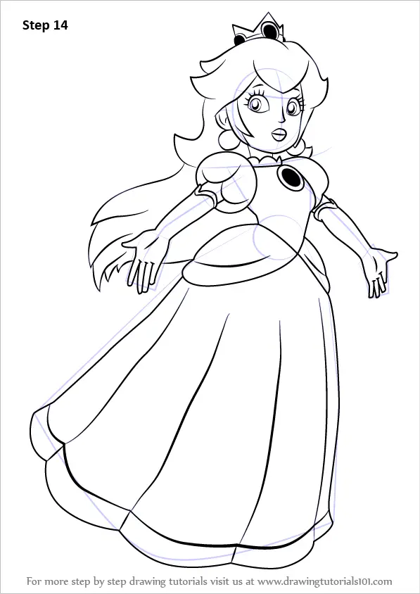 How to Draw Princess Peach from Super Mario (Super Mario) Step by Step