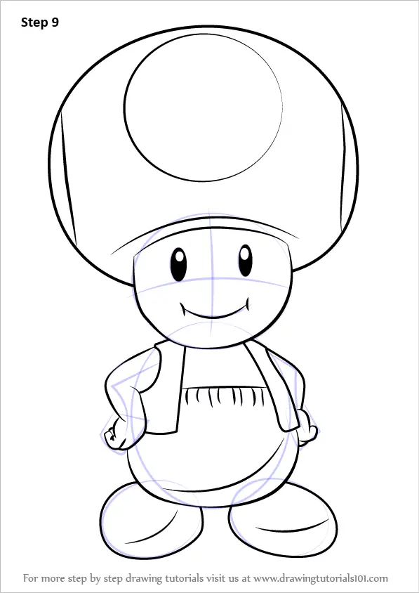 Step by Step How to Draw Toad from Super Mario
