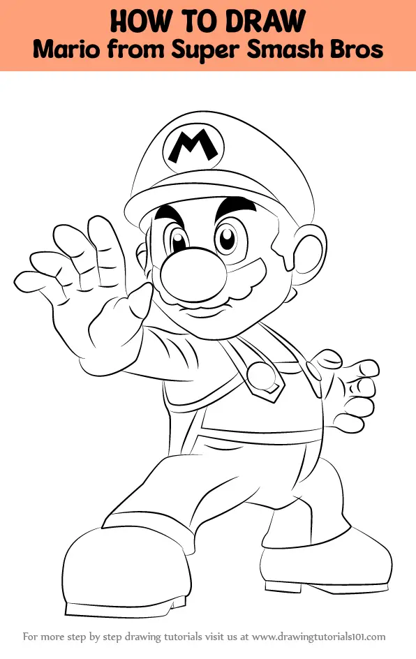 How to Draw Mario from Super Smash Bros (Super Smash Bros.) Step by ...