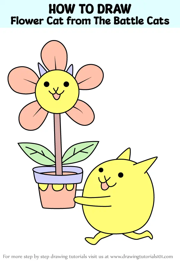 How To Draw Flower Cat From The Battle Cats The Battle Cats Step By Step 