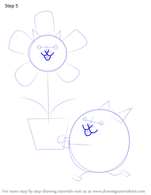 How to Draw Flower Cat from The Battle Cats (The Battle Cats) Step by