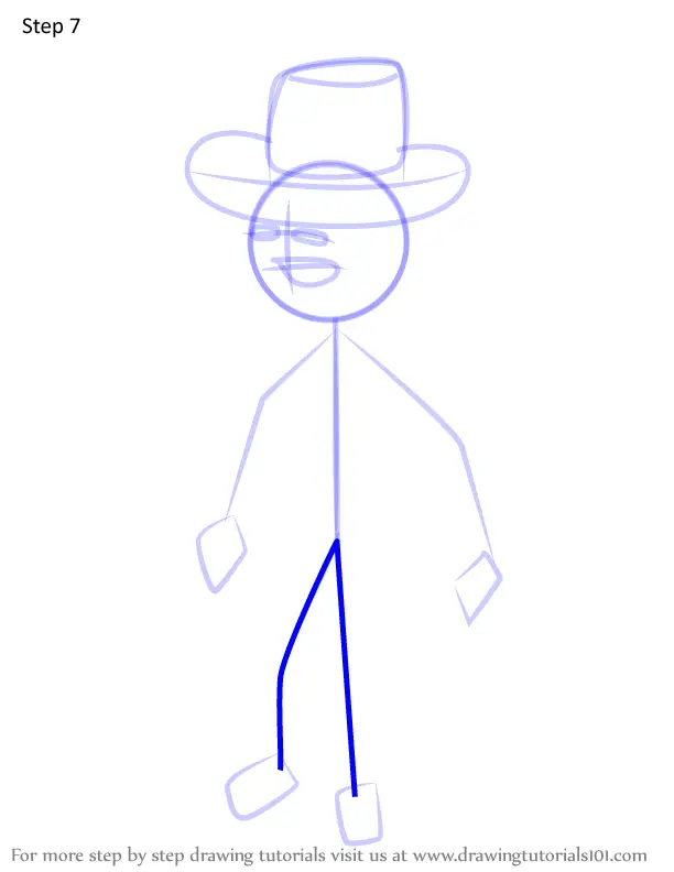 How to Draw Cowboy from The Henry Stickmin (The Henry Stickmin) Step by ...