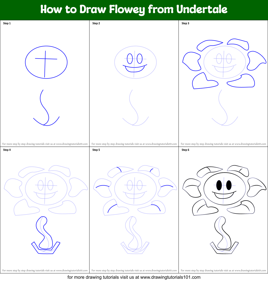 How to Draw Flowey from Undertale (Flowey's Laugh) - Pixel Art Step by Step  Drawing Tutorial 