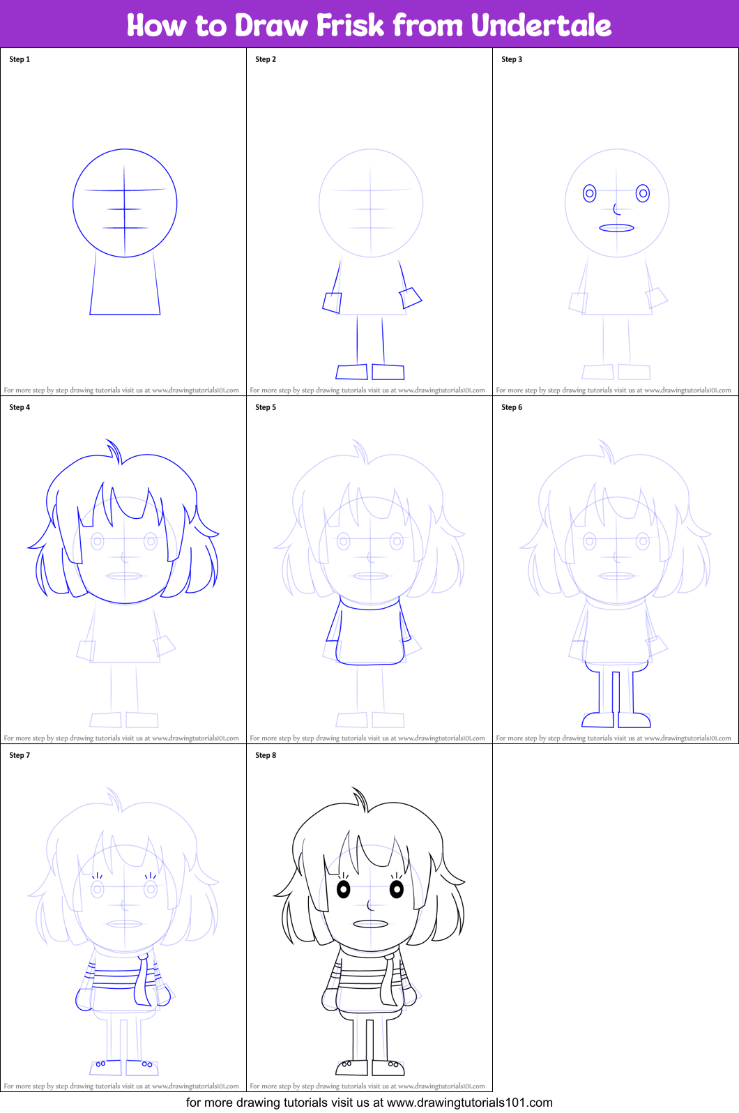 by to how draw step undertale step How by to step Frisk printable step from Draw Undertale