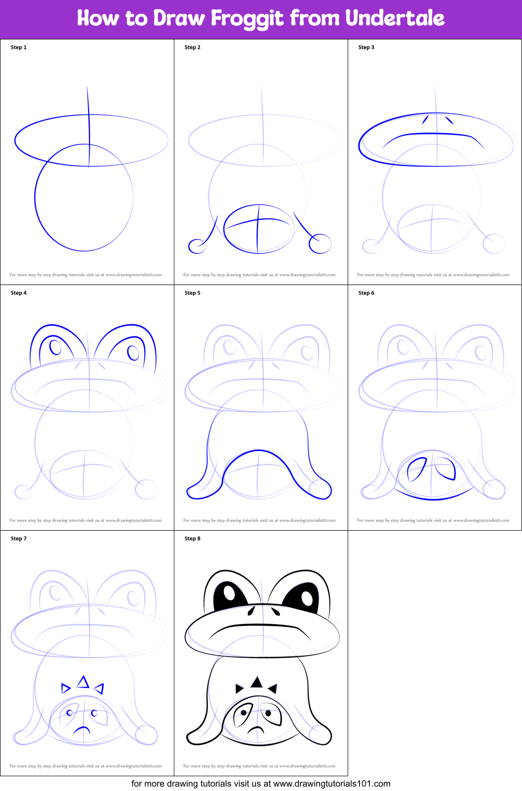 draw how step to step by undertale from to step step How Undertale printable by Draw Froggit