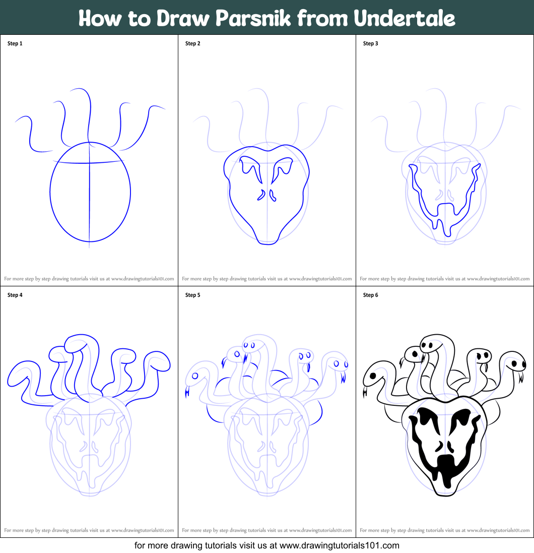 How to Draw Parsnik from Undertale printable step by step drawing sheet