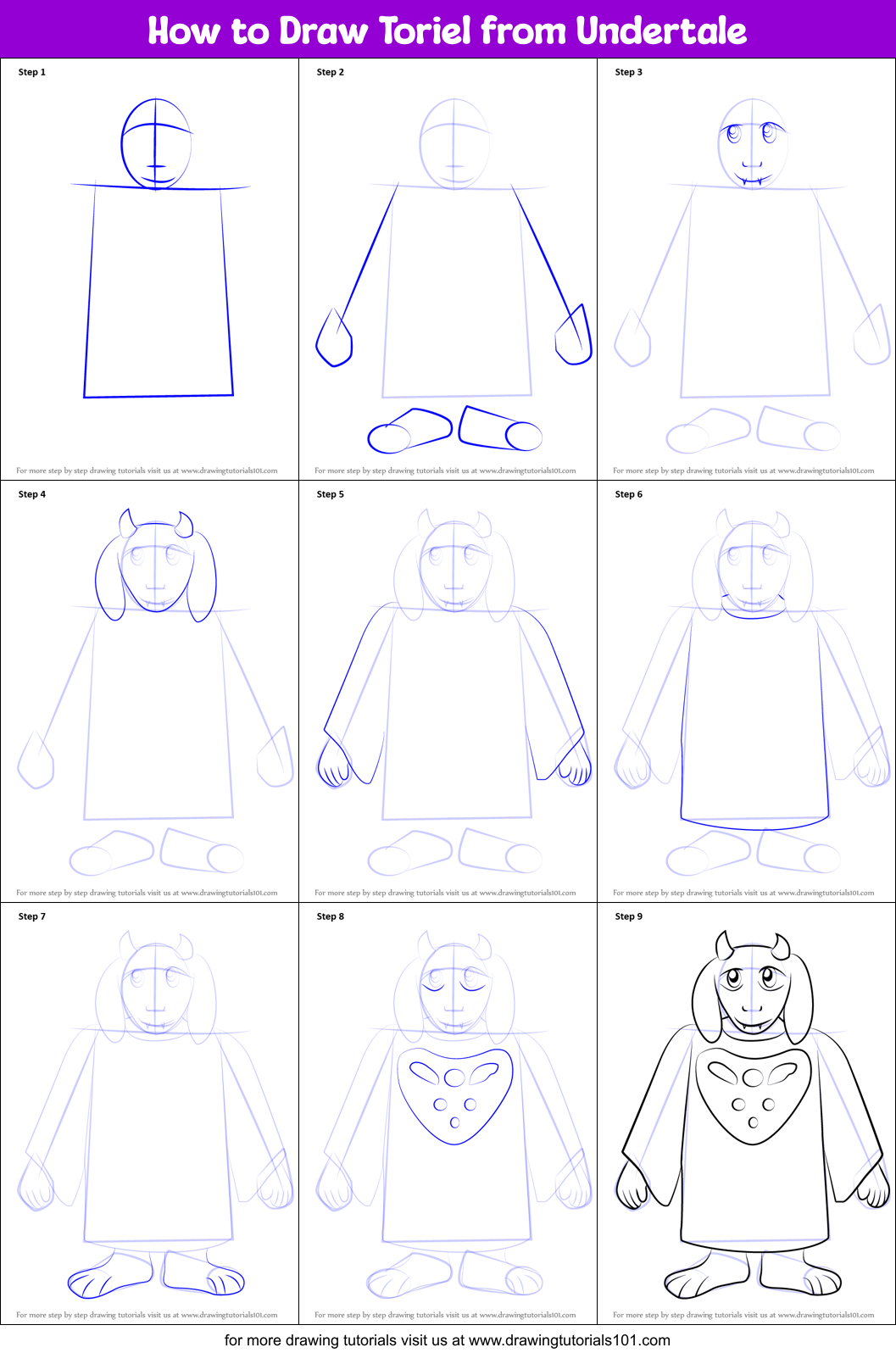 How to Draw Toriel from Undertale printable step by step drawing ...