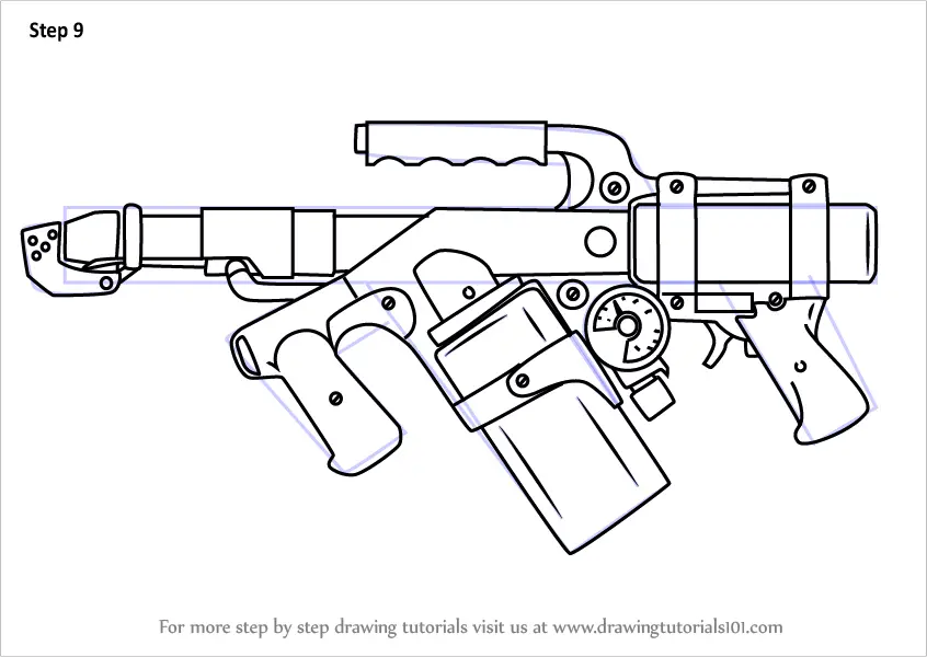 Learn How to Draw Flame Thrower (Other Weapons) Step by Step : Drawing