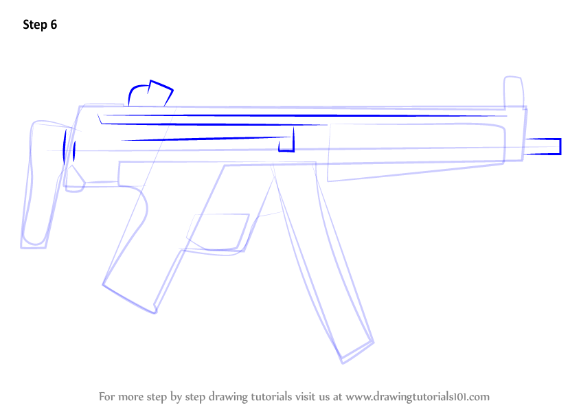 Learn How To Draw Mp5a3 Machine Gun Other Weapons Step By Step