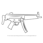 How to Draw MP5A3 Machine Gun